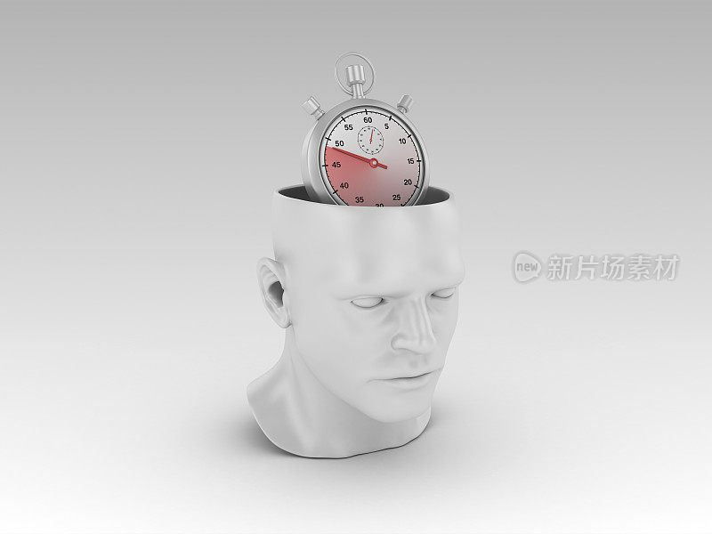 人头与秒表- 3D渲染